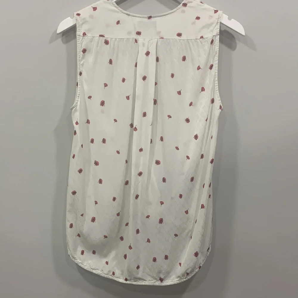 Rag & Bone White Floral Victor Sleeveless Faux Wrap Blouse Size Medium